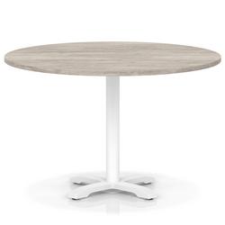 1200mm Poseur Round Table Grey Oak H:750 White Leg Cross Base