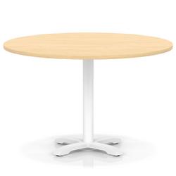 1200mm Poseur Round Table Maple 750mm High White Leg Cross Base