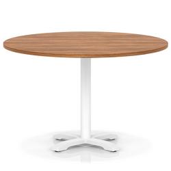1200mm Poseur Round Table Walnut H:750 White Leg Cross Base