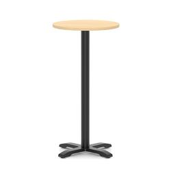 600mm Poseur Round Table Maple H:1170 Black Leg Cross Base