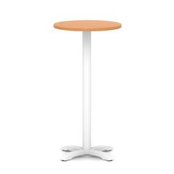 600mm Poseur Round Table Beech Top H:1170 White Leg Cross Base