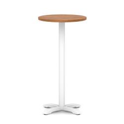 600mm Poseur Round Table Walnut H:1170 White Leg Cross Base
