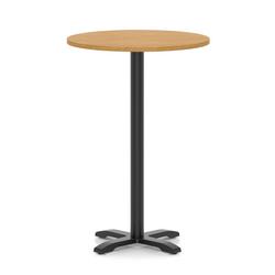 800mm Poseur Round Table Oak Top H:1170 Black Leg Cross Base