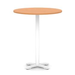 1000mm Poseur Round Table Beech Top H:1170 White Leg Cross Base