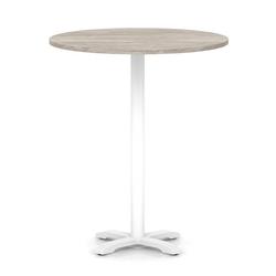 1000mm Poseur Round Table Grey Oak H:1170 White Leg Cross Base