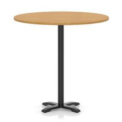 1200mm Poseur Round Table Oak Top H:1170 Black Leg Cross Base