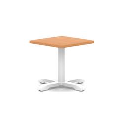 600mm Square Coffee Table Beech 495mm High White Leg Cross Base