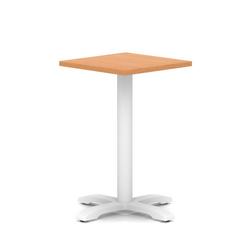 600mm Poseur Square Table Beech 750mm High White Leg Cross Base
