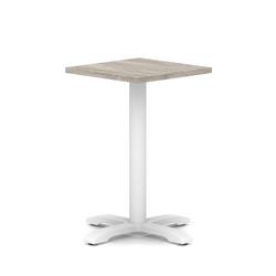 600mm Poseur Square Table Grey Oak H:750 White Leg Cross Base