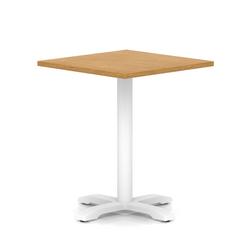 800mm Poseur Square Table Oak 750mm High White Leg Cross Base