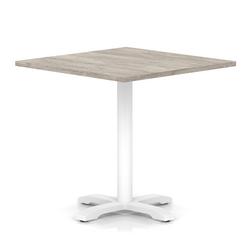 1000mm Poseur Square Table Grey Oak H:750 White Leg Cross Base