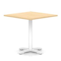 1000mm Poseur Square Table Maple H:750 White Leg Cross Base