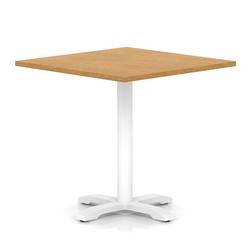1000mm Poseur Square Table Oak 750mm High White Leg Cross Base