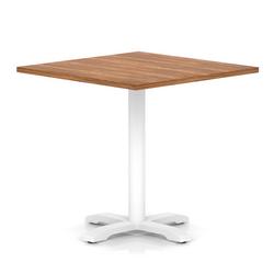 1000mm Poseur Square Table Walnut H:750 White Leg Cross Base