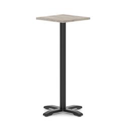 600mm Poseur Square Table Grey Oak H:1170 Black Leg Cross Base