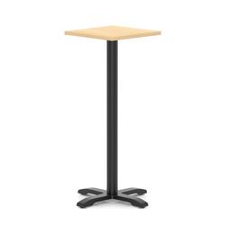 600mm Poseur Square Table Maple Top H:1170 Black Leg Cross Base