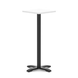 600mm Poseur Square Table White Top H:1170 Black Leg Cross Base
