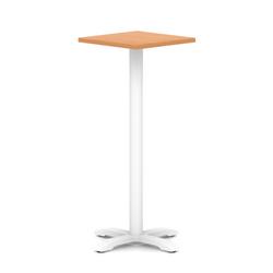 600mm Poseur Square Table Beech Top H:1170 White Leg Cross Base