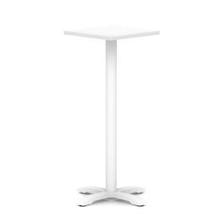 600mm Poseur Square Table White Top H:1170 White Leg Cross Base