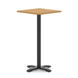 800mm Poseur Square Table Oak Top H:1170 Black Leg Cross Base