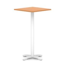 800mm Poseur Square Table Beech Top H:1170 White Leg Cross Base