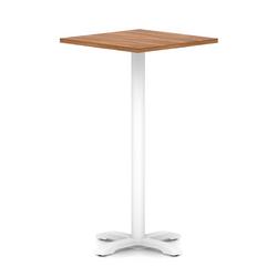 800mm Poseur Square Table Walnut H:1170 White Leg Cross Base