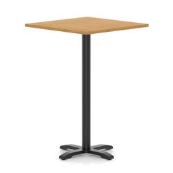 1000mm Poseur Square Table Oak Top H:1170 Black Leg Cross Base