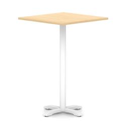 1000mm Poseur Square Table Maple H:1170 White Leg Cross Base