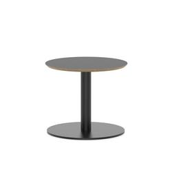 Brixworth 600mm Round Coffee Table Black Top Black Leg Disc Base Low