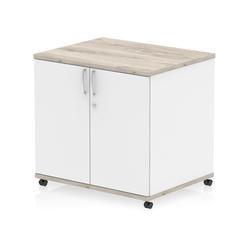 600mm Deep Mobile Cupboard Grey Oak and White