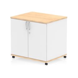 600mm Deep Mobile Cupboard Maple and White