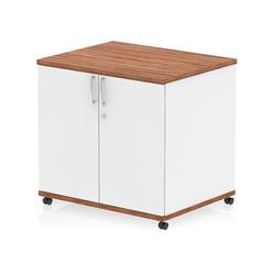Impulse White 600Mm Deep Mobile Cupboard Walnut And