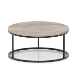 Photos - Coffee Table Impulse 1000mm Round  Metal Frame Grey Oak Top Black Leg I006681 