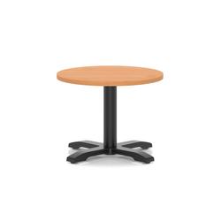 600mm Round Coffee Table Beech 495mm High Black Leg Cross Base