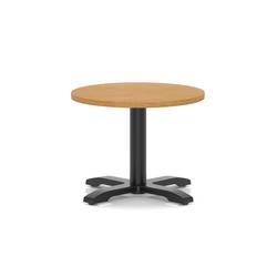 600mm Round Coffee Table Oak 495mm High Black Leg Cross Base