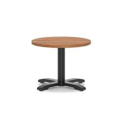 600mm Round Coffee Table Walnut 495mm High Black Leg Cross Base