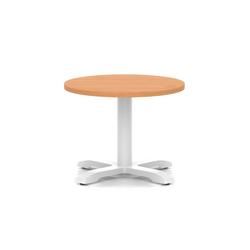 600mm Round Coffee Table Beech 495mm High White Leg Cross Base