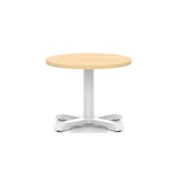 600mm Round Coffee Table Maple 495mm High White Leg Cross Base
