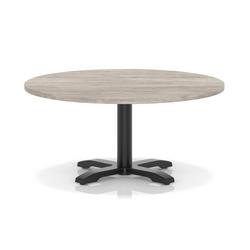 1000mm Round Coffee Table Grey Oak H:495 Black Leg Cross Base