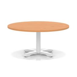 1000mm Round Coffee Table Beech 495mm High White Leg Cross Base