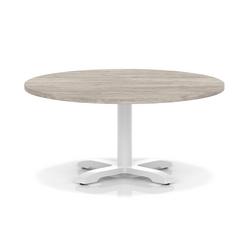 1000mm Round Coffee Table Grey Oak H:495 White Leg Cross Base