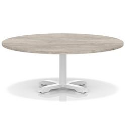 1200mm Round Coffee Table Grey Oak H:495 White Leg Cross Base