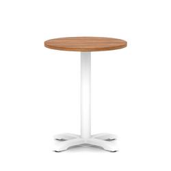 600mm Poseur Round Table Walnut 750mm High White Leg Cross Base