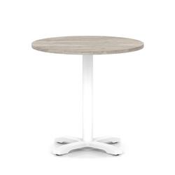 800mm Poseur Round Table Grey Oak H:750 White Leg Cross Base
