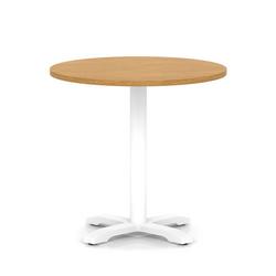 800mm Poseur Round Table Oak H:750 White Leg Cross Base