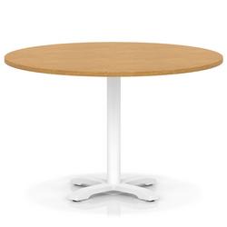 1200mm Poseur Round Table Oak H:750 White Leg Cross Base
