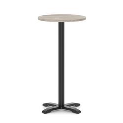 600mm Poseur Round Table Grey Oak H:1170 Black Leg Cross Base