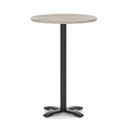 800mm Poseur Round Table Grey Oak H:1170 Black Leg Cross Base