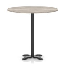 1200mm Poseur Round Table Grey Oak H:1170 Black Leg Cross Base