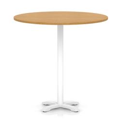 1200mm Poseur Round Table Oak Top H:1170 White Leg Cross Base